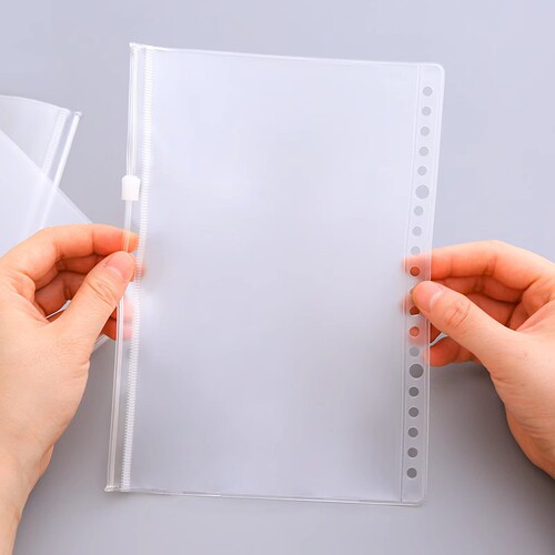 Perforated transparent file bag loose-leaf insert bag storage bag loose-leaf zipper bag student information bag waterproof protection