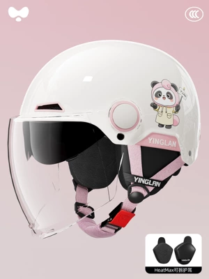 Motosiklet kaskı (dəbilqə) – Motorcycle Helmet for Men - 3c-pink-bubble-bear-external-long-double-mirror-removable-ear-protection-for-all-seasons-one-size-fits-all