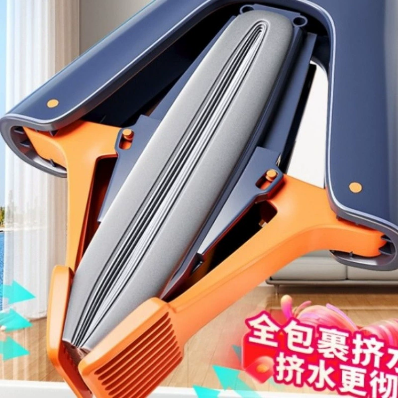 Губчатая швабра без помощи рук для домашнего использования, новая модель, впитывающая, складная большая двойная отжимная водообезвоживающая губчатая швабра для домашнего использования.