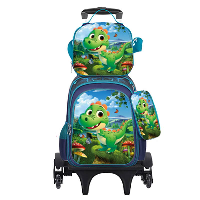 Export Trolley Mochila mochila con luz en la parte posterior para estudiantes de primaria de grado 1-6 nueva mochila de nailon de gran capacidad para subir escaleras