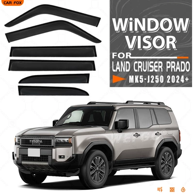 Window Visor, Rain shield - standard-packing-without-logo-6pcsprado-fj250mk5-j250-2024plexiglasno-bright-stripsrain-shield