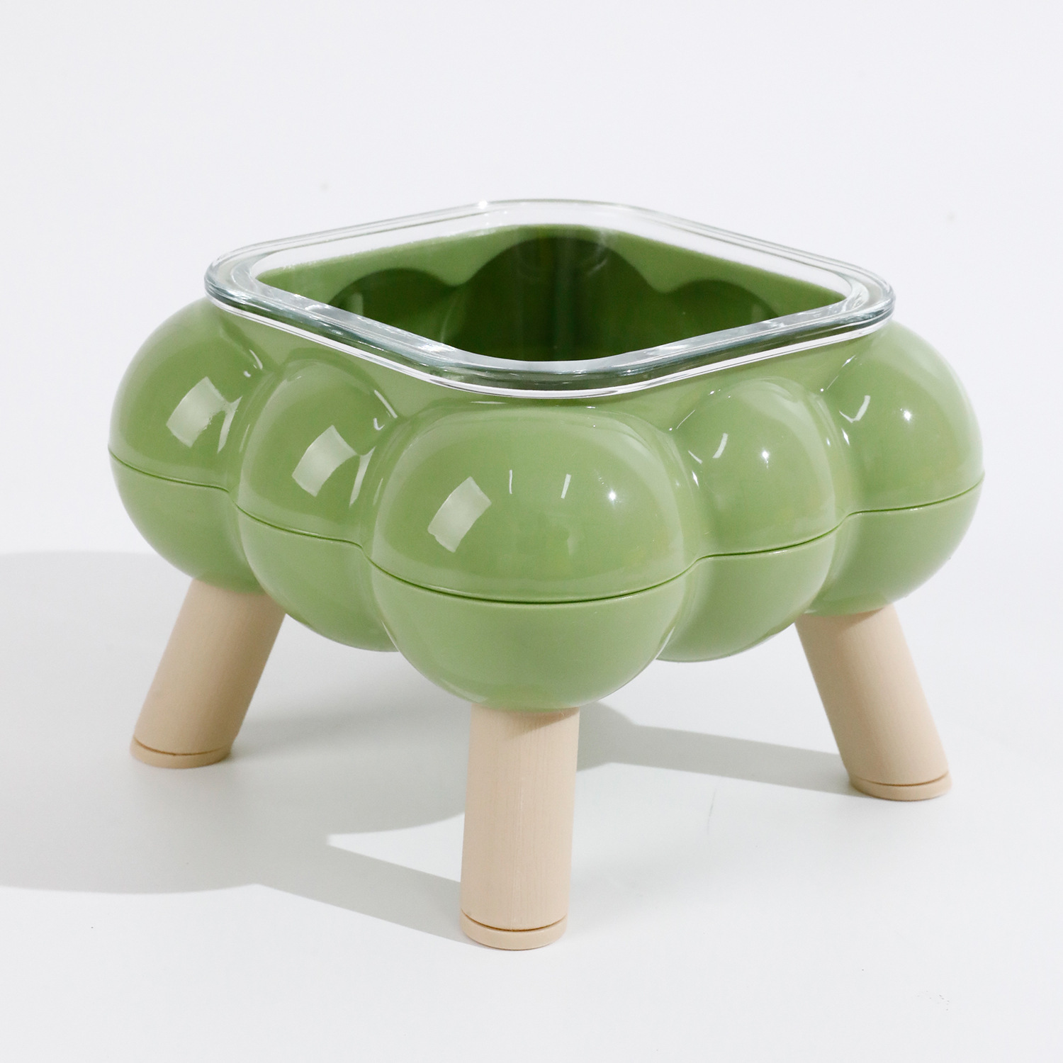 Bol de vidrio espumoso - verde verde