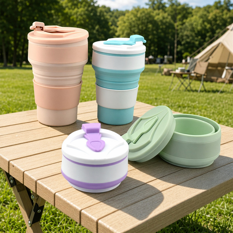 Silicone Folding Water Cup Portable Travel Sports Cup Outdoor Camping Portable Folding Coffee Cup Accompaniment Water Cup