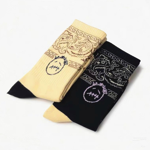 Sneakers spring and summer AJ1 Barb AF1 Grimace DunkSB mid-tube aj6 cashew flower TS brand socks men and women long socks