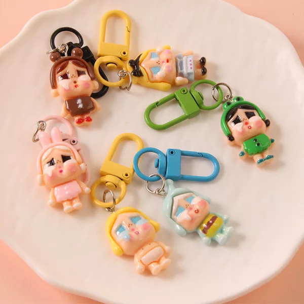 New Style Tearful Doll Keychain, Cute Cartoon Car Keychain Pendant, Fashionable Gift Bag Accessory