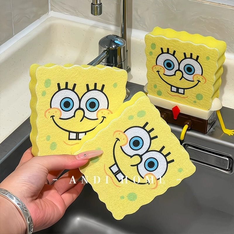 Spongebob Dishwashing Sponge Magic Cleaning Scrubber for Household Kitchen Use