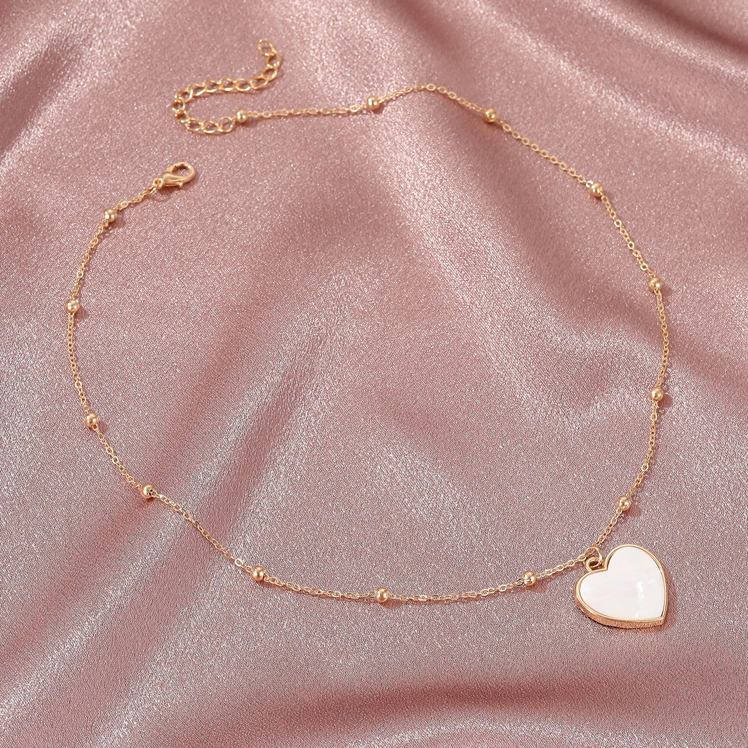 Fashion white heart-shape alloy necklace wholesale