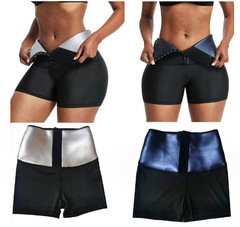 Cross-border best-selling shaping pants for women, high-waisted coated exercise fitness shorts, European and American buttoned tummy control sweat-inducing waist cinching pants