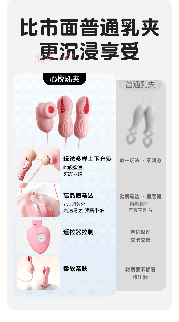 Mystery Heart Pleasure Breast Clip Wired Breast Massager with Remote Control — detail image 15