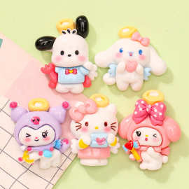 卡通天使猫咪小狗 diy奶油胶手机壳钥匙扣发夹鞋扣材料树脂饰品