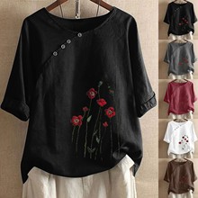 亚马逊跨境2023夏季热卖欧美速卖通时尚圆领女装印花休闲上衣