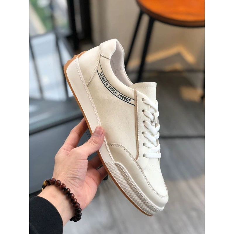 Мужские летние кроссовки из натуральной кожи европейского производства, белые, на толстой подошве, модная новинка 2024 года, дышащие, повседневные.