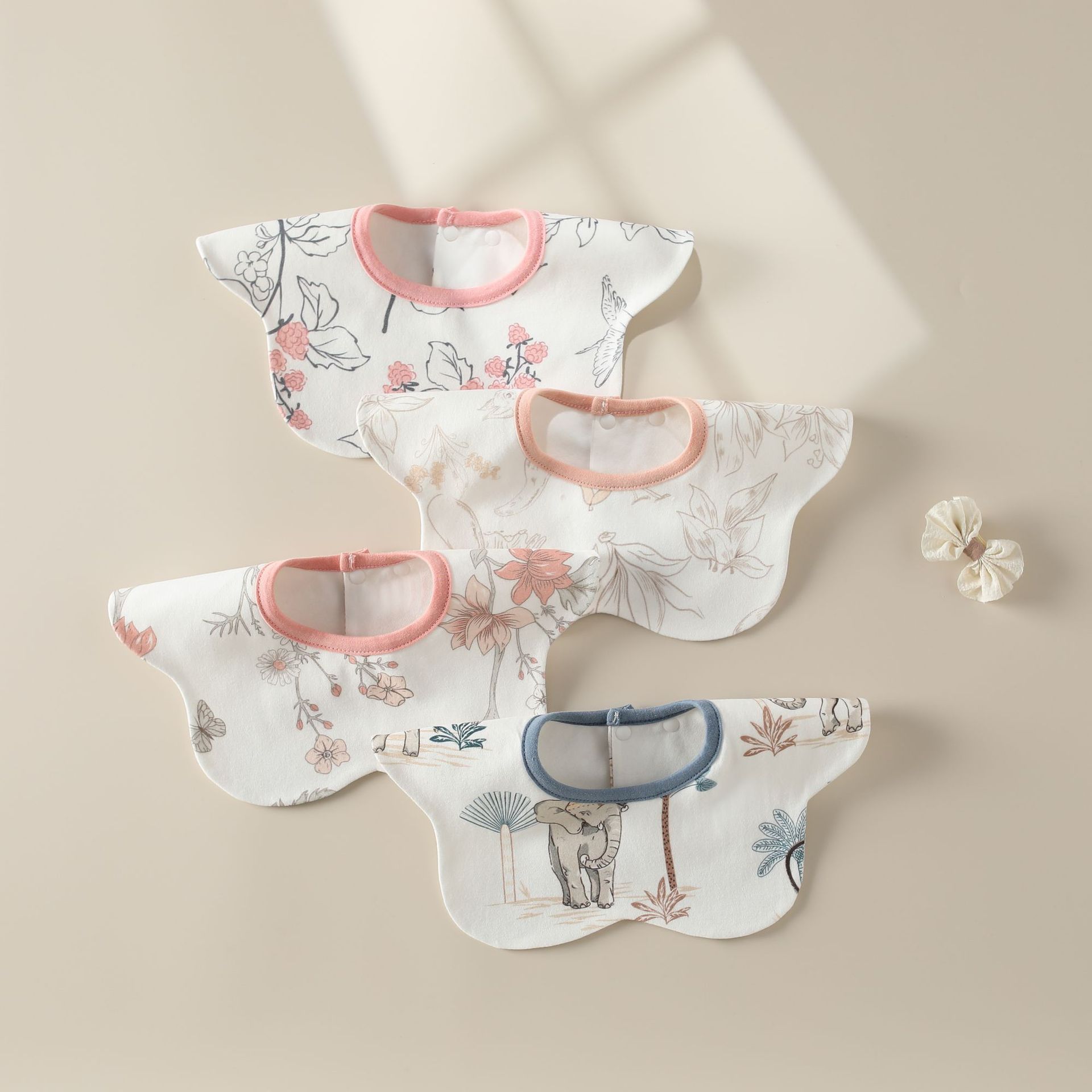 M8275-jungle adventure petal mouth towel set (4 pack)