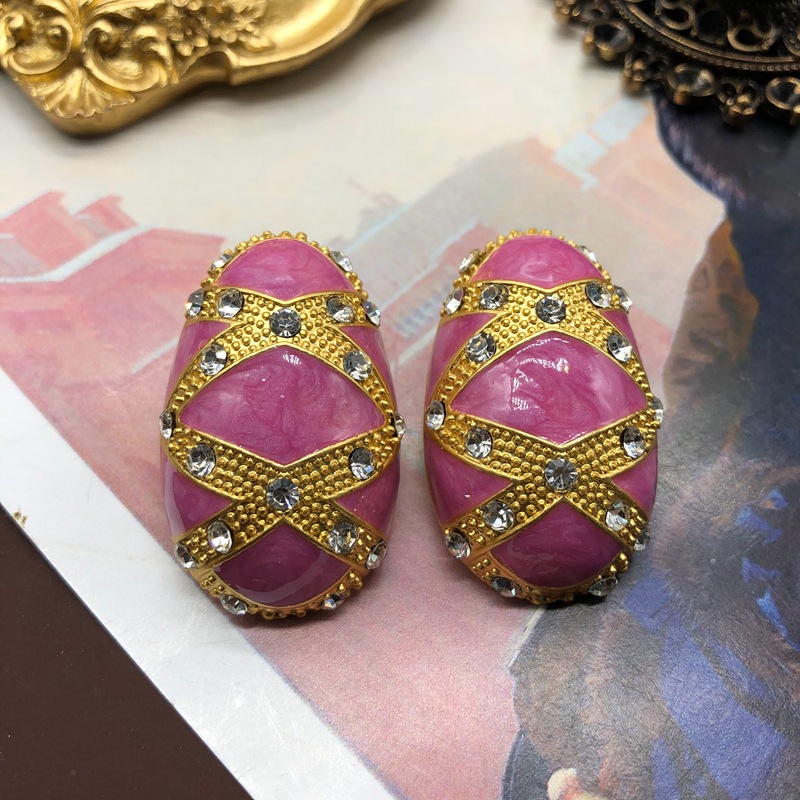Geometric Pattern 1 Pair Retro Geometric Alloy Plating Rhinestones Women's Ear Studs