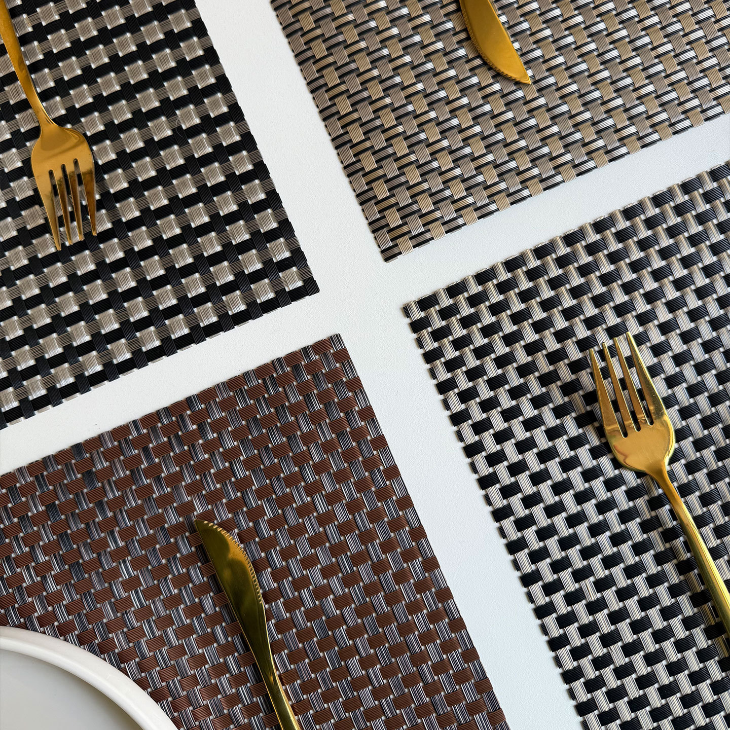 Cojín de comedor de PVC Teslin 8x8 espesar cojín de platos de comedor occidental alojamiento de mesa de hotel transfronterizo cojín de taza de té de lujo ligero oro