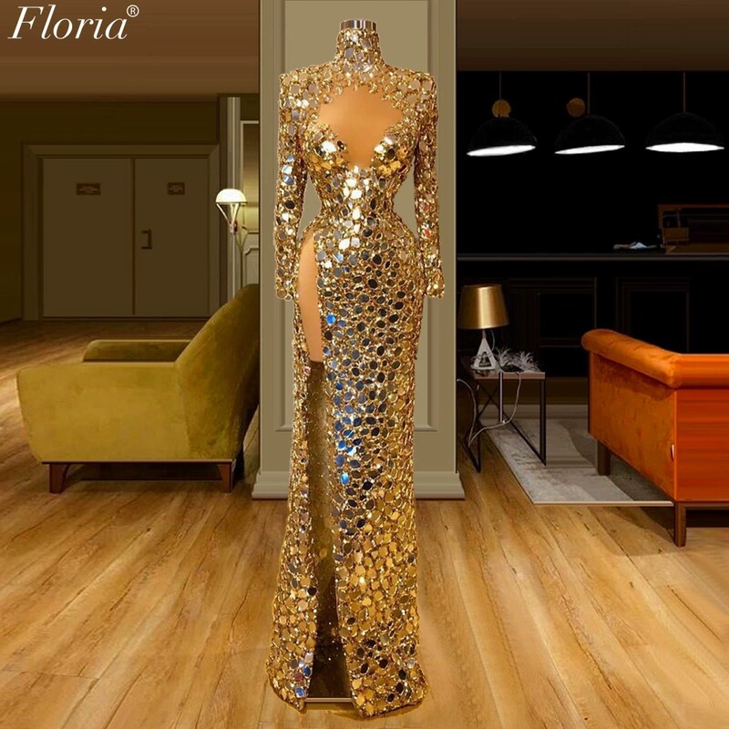 European and American style sexy evening dress long split dress evening dress 2024 New Party catwalk show dress for women