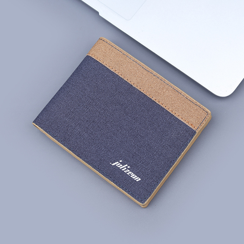 New Men's Canvas Wallet, Short Denim Wallet, Men's Short Leather Wallet, 80% off Card Holder All-In-One Bag
