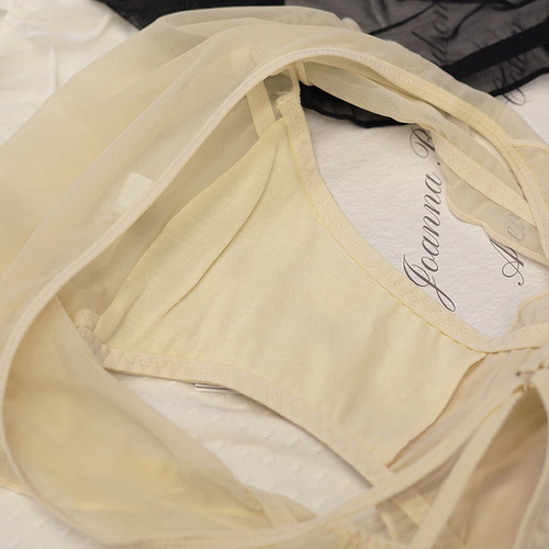Fine lace mesh underwear with scalloped lace and low waist cotton gusset for women 