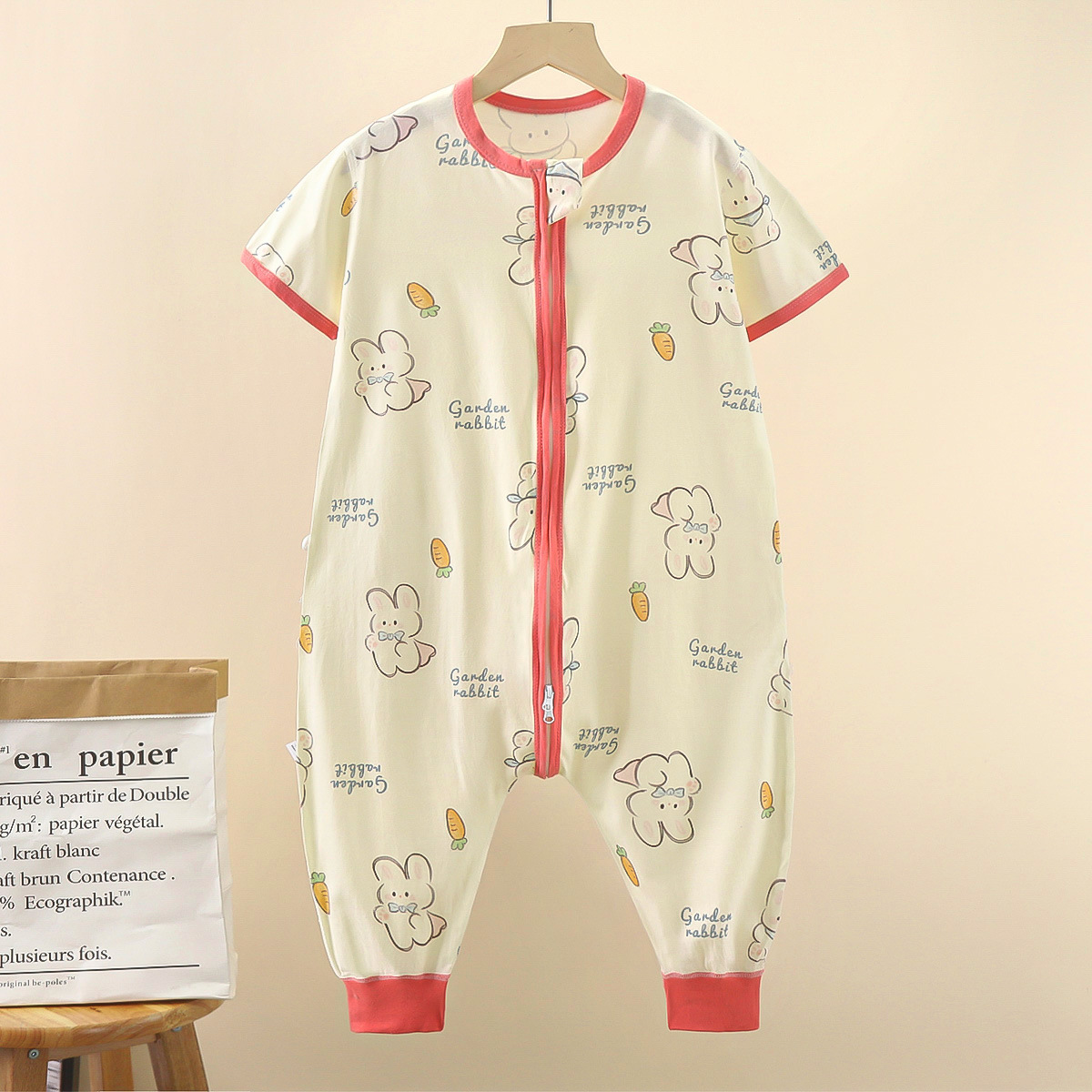 Pure cotton short-sleeved sleeping bag-letter rabbit