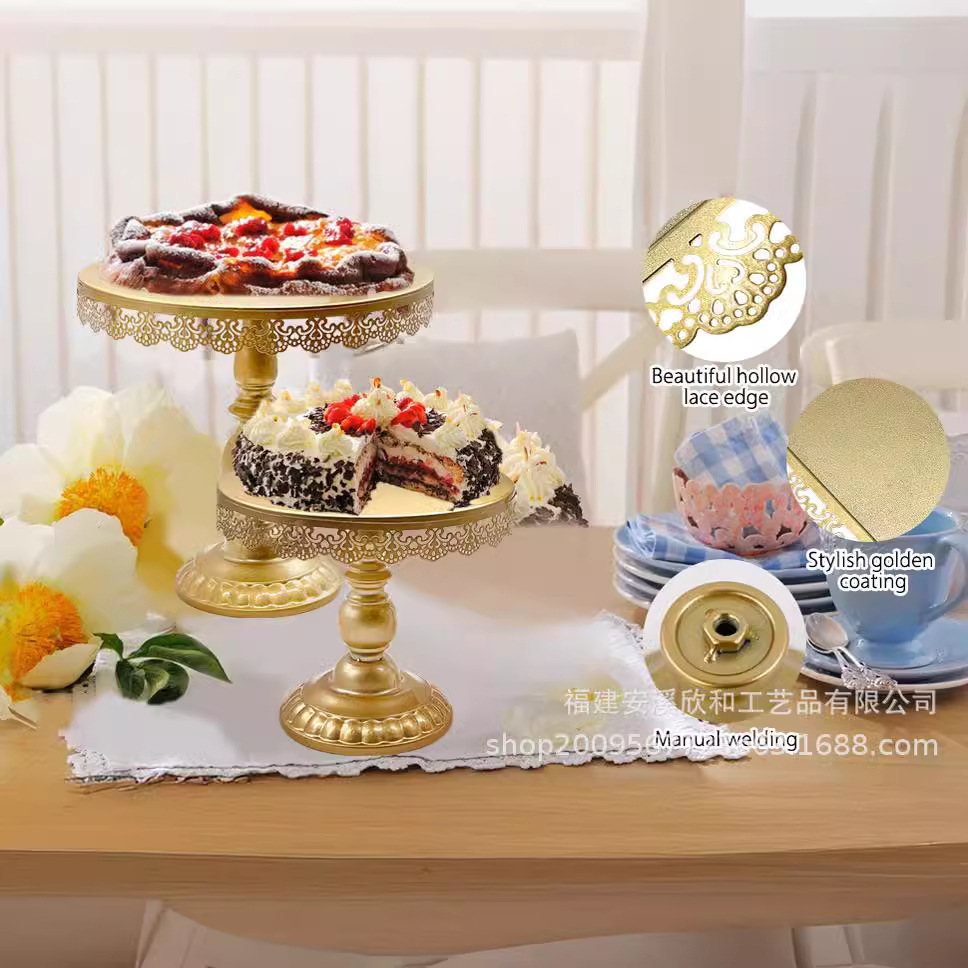 Estante de pastel europeo de hierro forjado conjunto de decoración de boda postres tienda de bocadillos estante de baile prop bandeja de pastel