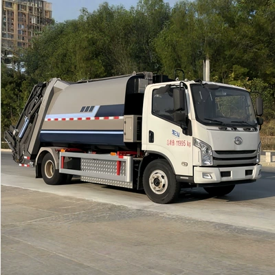 14-cubic-meter rear-loading garbage compactor truck, medium-sized sanitation vehicle, industrial park mixed garbage compactor transfer vehicle