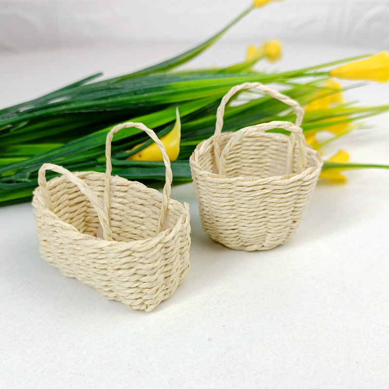 Mini extra small basket, raffia grass basket, handmade in stock now