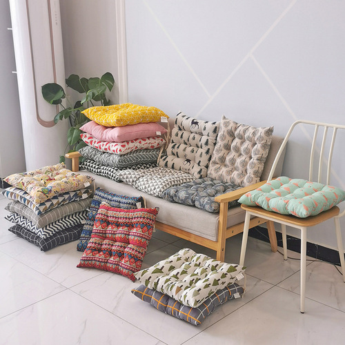 Exhaustive style soft cushion for export factory production, with binding straps and anti-slip, sofa chair cushion, compressed cross-border.