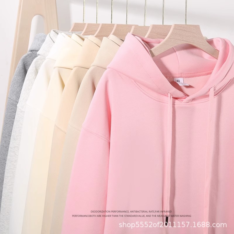 Autumn and winter new hoodie wholesale Chinese cotton lovers pullover hoodie super soft plus fleece thick solid color hoodie wholesale