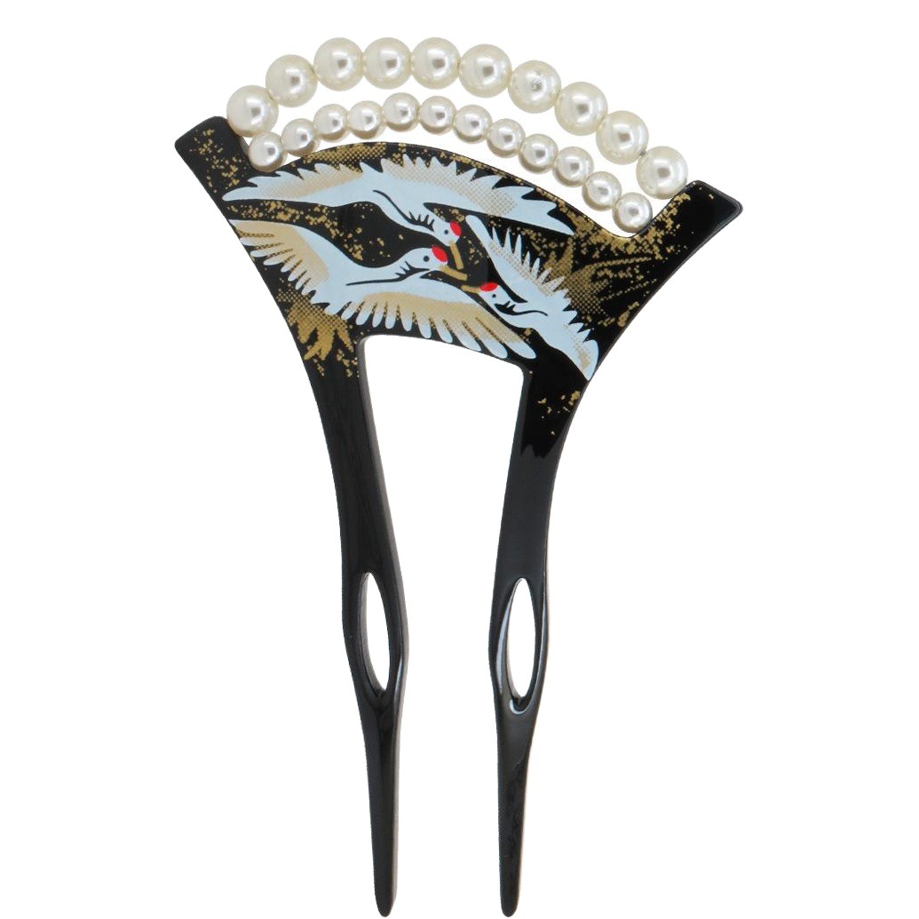 時代のかんざしのu型は真珠の丹頂鶴を挟んでかんざしのアクリルの古風な新婦の頭飾りの直接販売を代行します。