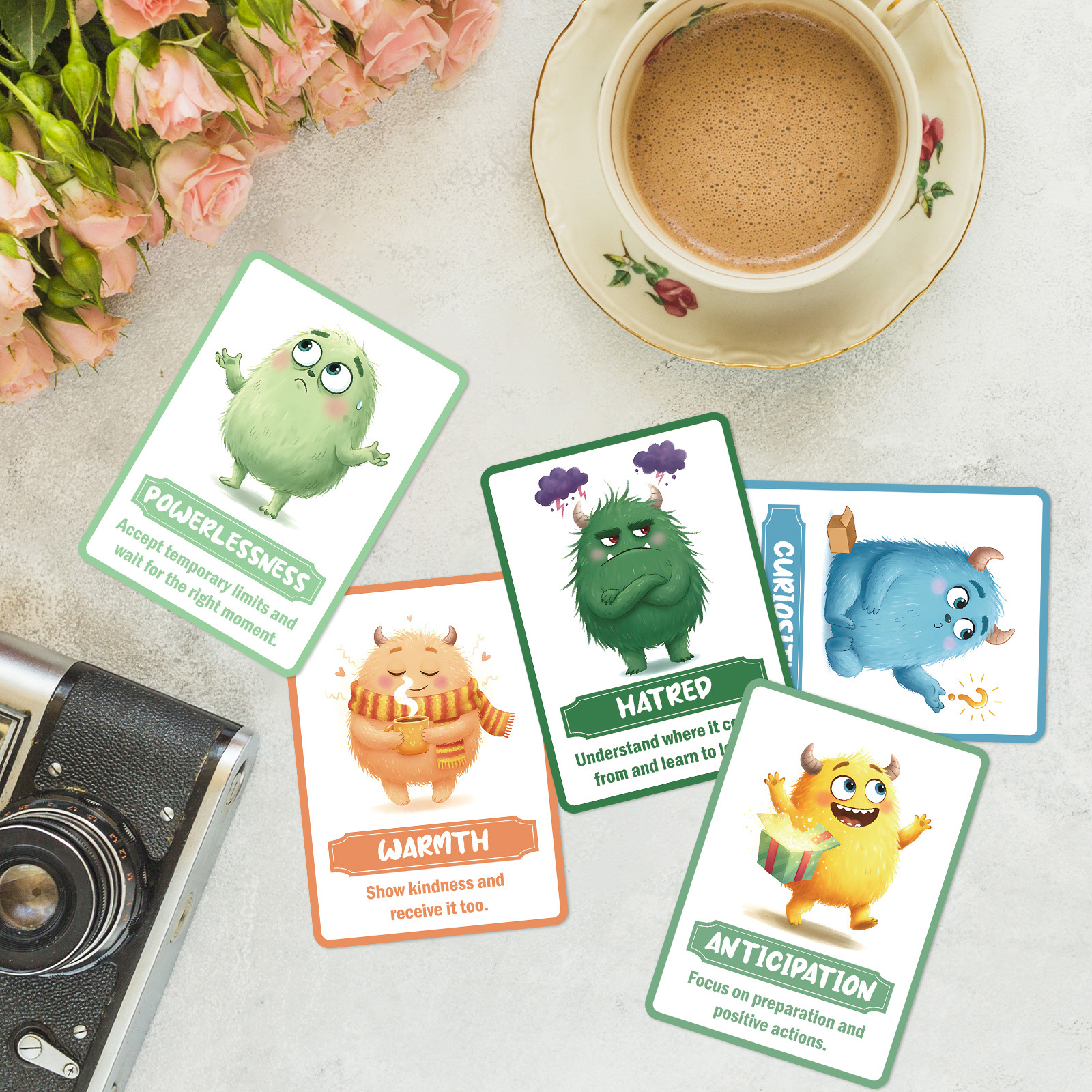 50 creatieve monster emotie kaarten, grappige partykaartspellen_voghion.com
