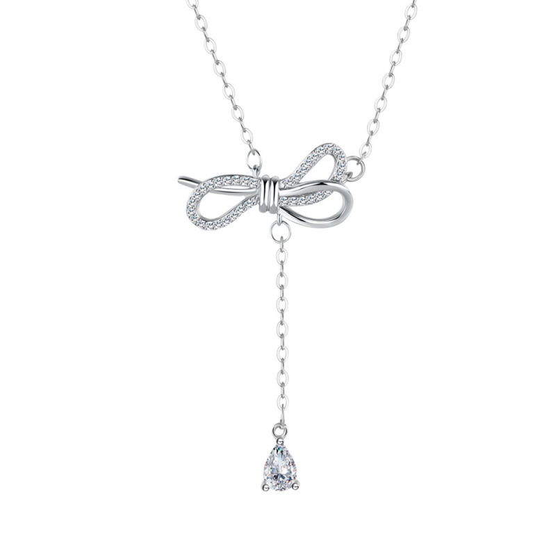 Songqi Necklace stainless steel with bow, small design summer chain for key bag for St. Valentine’s Day, light luxury style, Birthday gift
