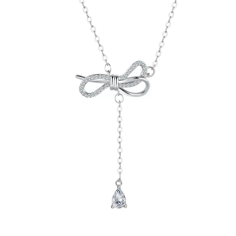Songqi Necklace stainless steel with bow, small design summer chain for key bag for St. Valentine’s Day, light luxury style, Birthday gift