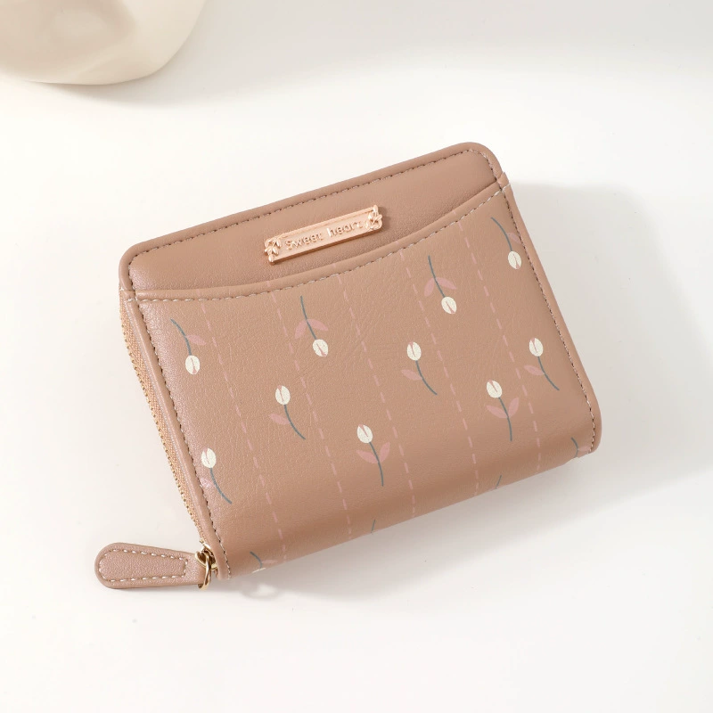 Card Holder Small Wallet Organizer Bag, Floral Pattern, Compact 11×3×9 cm