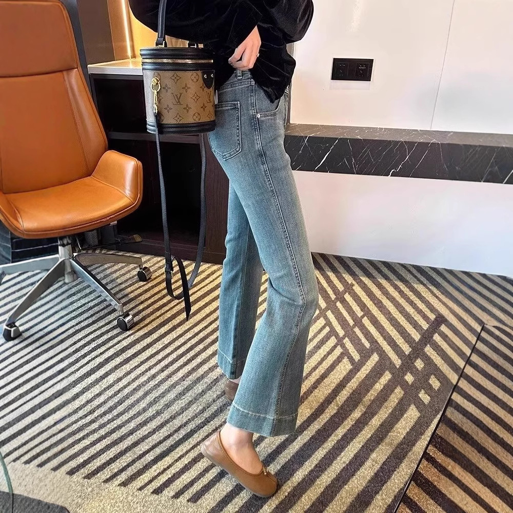 Pear-Shaped Fit Slight Jeans Women's Autumn 2024 plus size chubby girl High Waist Stretch Fat-Covering Slim Straight Pants