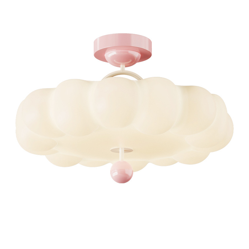 Lámpara de techo de dormitorio simple moderna francesa crema viento habitación de niños nubes burbujas creativas dormitorio principal lámpara de protección de ojos 412L