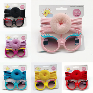 Children's Hairband Sunglasses Set Spring and Summer Donut Headwear Glasses Two-Piece Cartoon Anti-Violet Line Sunglasses Sun Visors