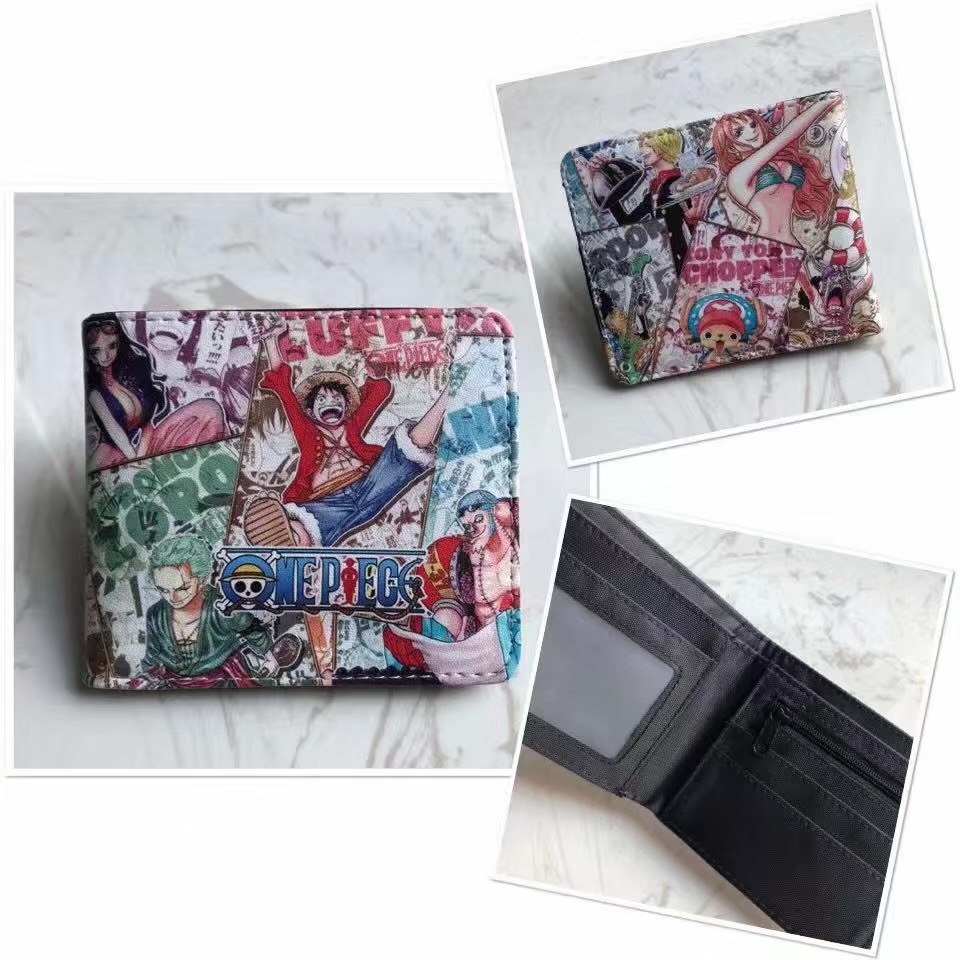 One Piece One Piece Cartera de dibujos animados japoneses Luffy Choba Solon plegable estudiantes PU cartera de cuero corta