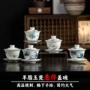 釉下彩大容量手绘青花盖碗