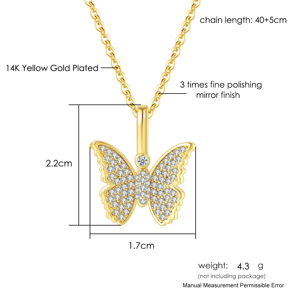 Fashion Butterfly Copper Rhinestone Pendant Necklace