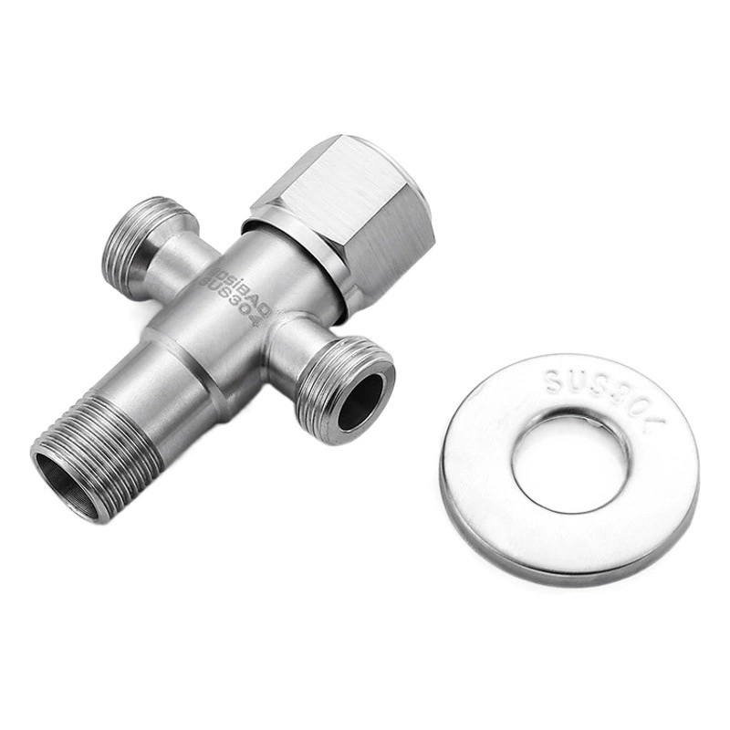 Оптовые угловые клапаны из нержавеющей стали 304, угловой клапан для водонагревателя, медный треугольный клапан DN15, запорный клапан, один вход, два выхода, клапан в форме восьмерки