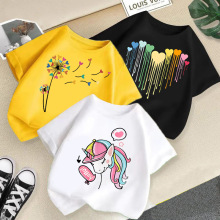 外贸女童t恤夏季新款时尚潮流短袖女孩上衣休闲夏装跨境童装批发