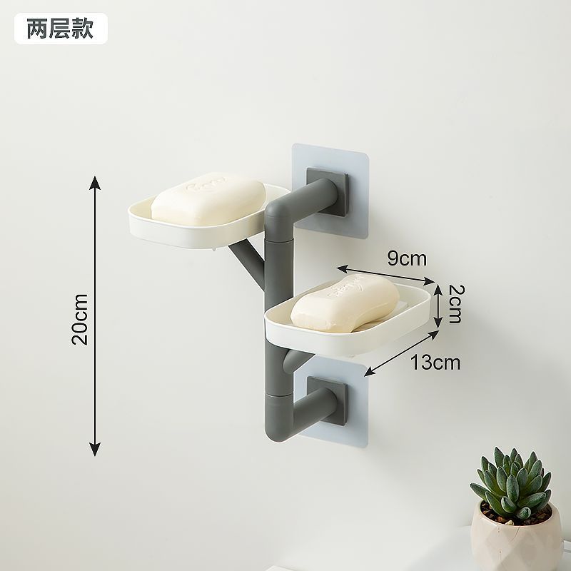 Caja de jabón colgada en la pared para inodoro giratorio drenaje de agua sin perforación de perforación de jabon multicapa colgada en la pared