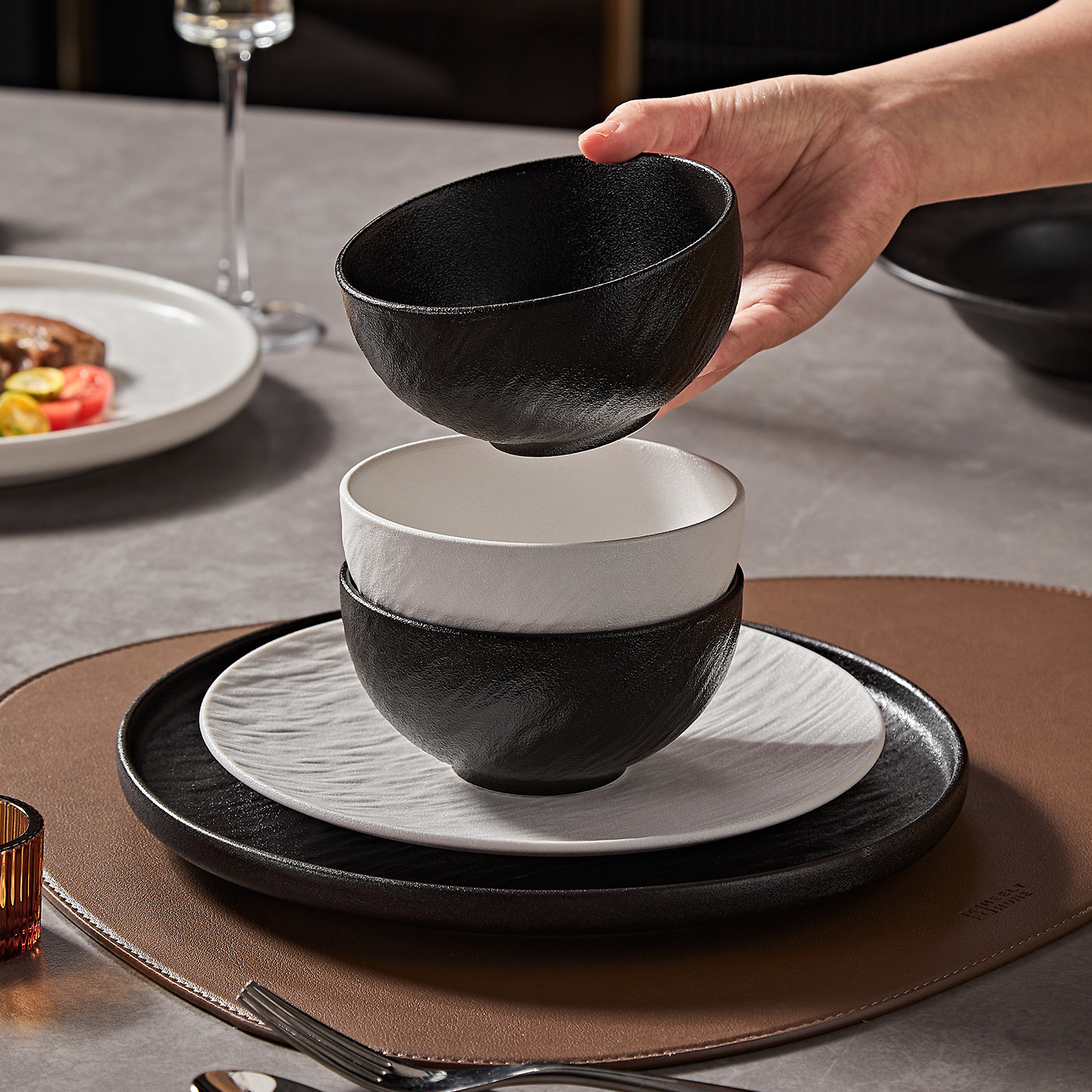 Creative Black And White Ceramic Bowls For Home Use, High-end...