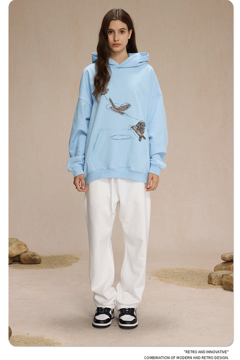 2024 New Product 430g White Ink Digital Direct Spray Printed Men's Trendy Brand Loose Hoodie for Couples_voghion.com