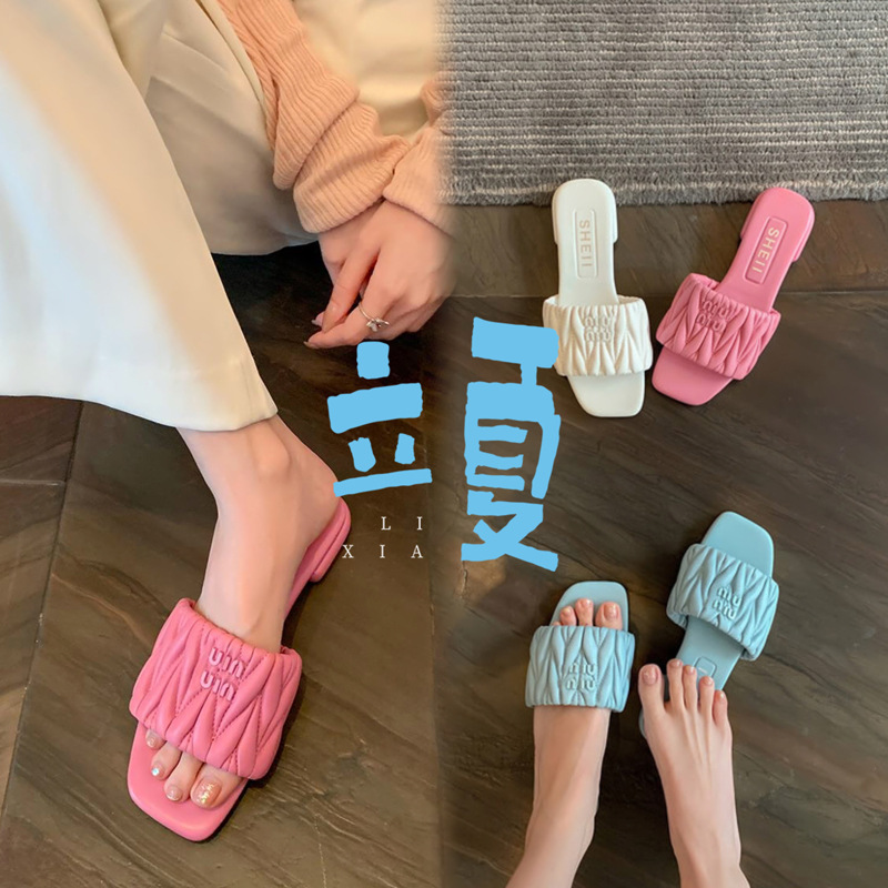 Sandalias planas versátiles y transpirables con punta cuadrada, antideslizantes, estilo nuevo de verano 2024, modernas y transpirables.