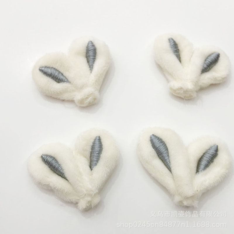 En stock pelo recto piel Orejas de conejo bordado accesorios calcetines muñeca accesorios para el cabello anillo de felpa accesorios lindos orejas