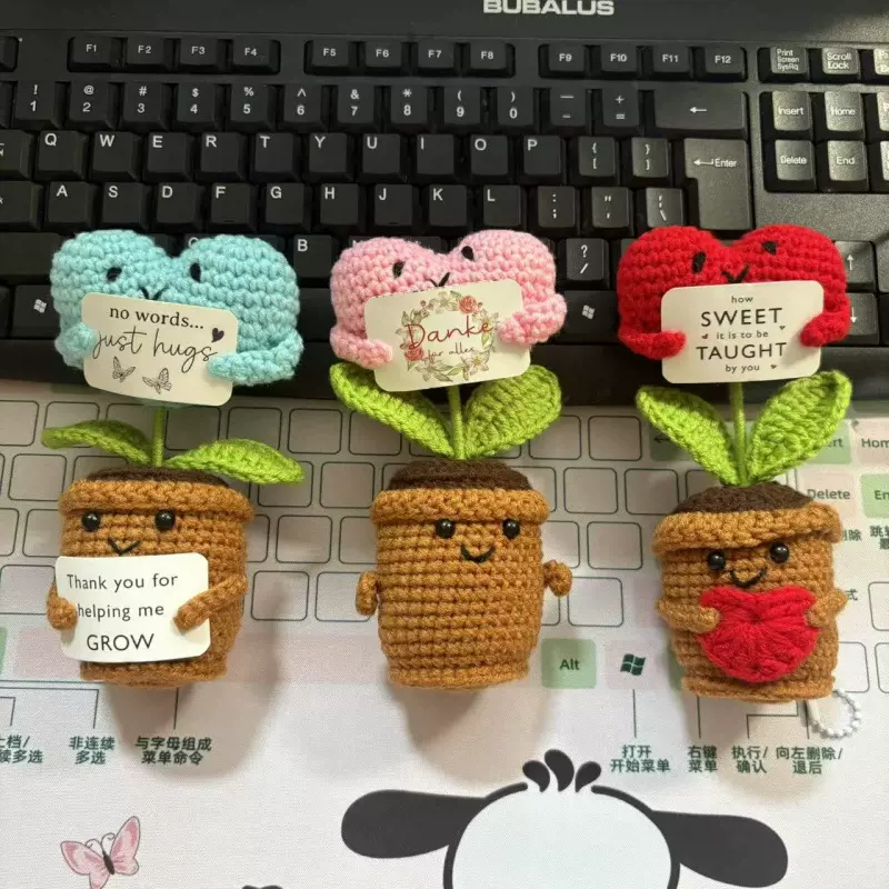 跨境新品热销手工毛线钩织向日葵盆栽毛线编织sunflower玩偶摆件