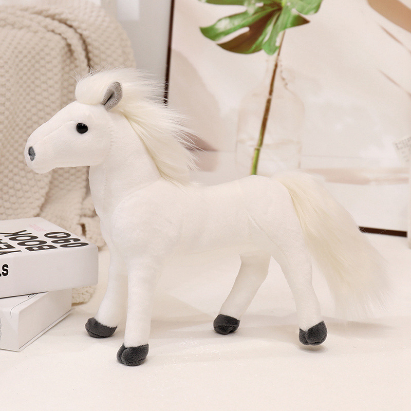 Simulación transfronteriza muñeca de peluche de caballo negro muñeca dragón blanco muñeca de decoración muñeca regalo para niños