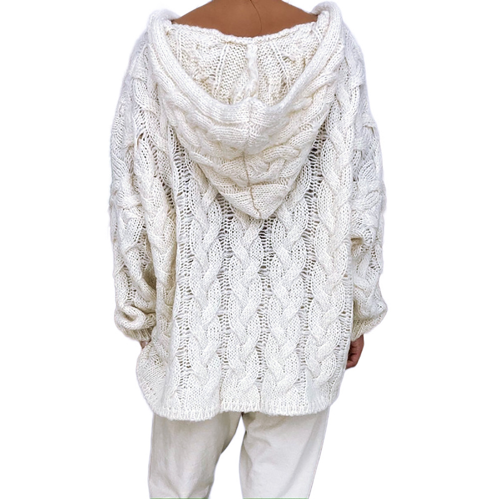 Twist Knitted V-neck Hooded Loose Sweater nihaostyle clothing wholesale NSOY68979