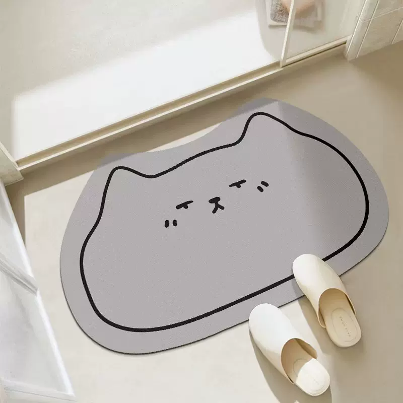 硅藻泥地垫异形卡通猫猫地垫玄关入户门垫浴室吸水防滑脚垫可代发
